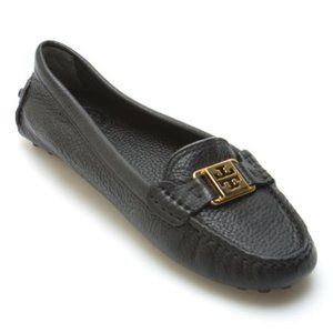 Tory Burch | Black Pebble Kendrick Tumbled Leather Driving Loafer  | Size 8